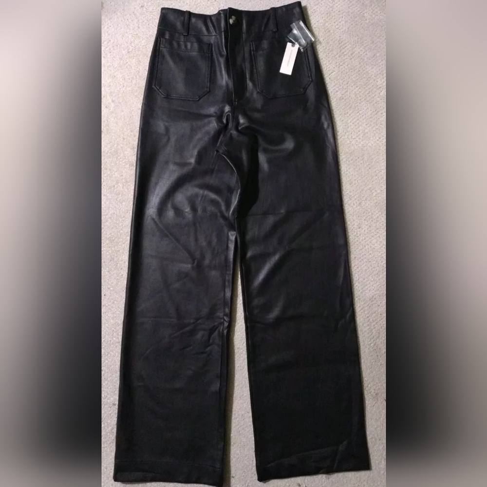 Anthropologie Maeve "Colette" Faux Leather Wide-Leg Pants